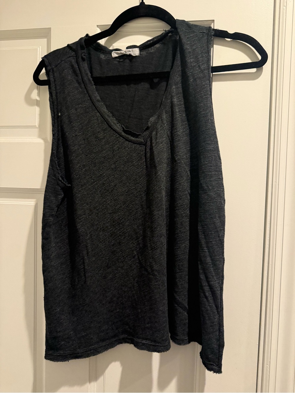 Project Social T Charcoal Sleeveless Raw-Edge Tank